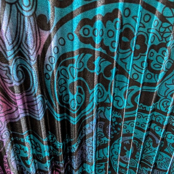 Sequin Hearts Paisley Pleated Maxi Dress Whimsigoth Gown Small Wedding Guest - Picture 11 of 15